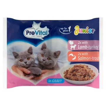 PreVital alutasakos eldel Junior bárány-pulyka- lazac pisztráng 4x100g