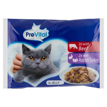 Prevital nedves macskaeledel vegyes íz-zselés - 4x100g