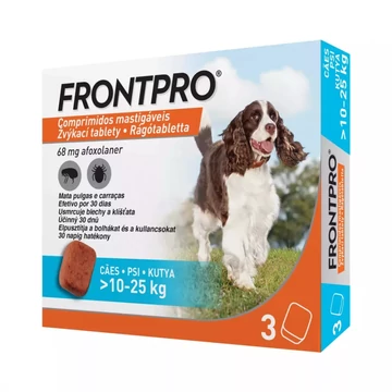 FRONTPRO rágótabletta kutyáknak (&gt;10-25 kg) (3 tabletta) 3 havi védelem