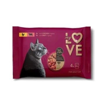 My Love Cica 4x85g Csirke- Marha Alutasakos