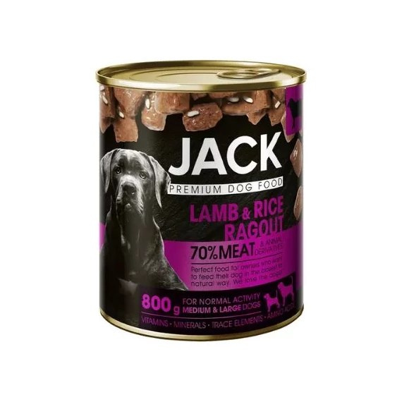 Jack kutya konzerv ragu bárány-rizs 800g
