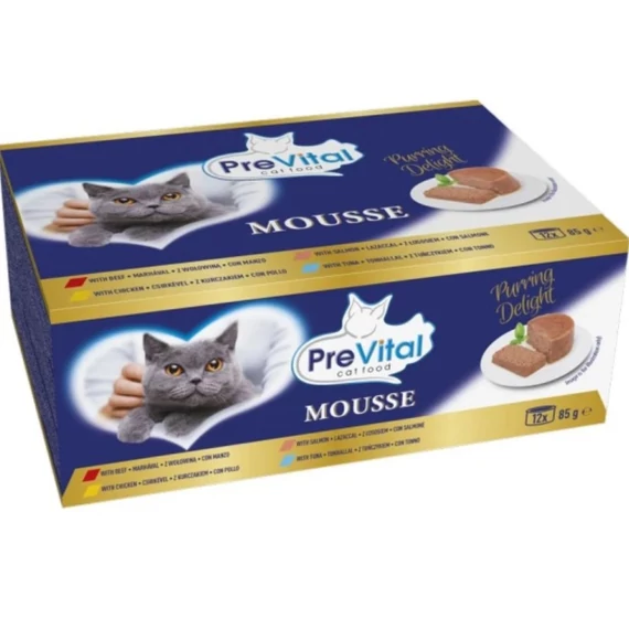 PreVital Mousse teljes értékű állateledel felnőtt macskák számára 12 x 85 g