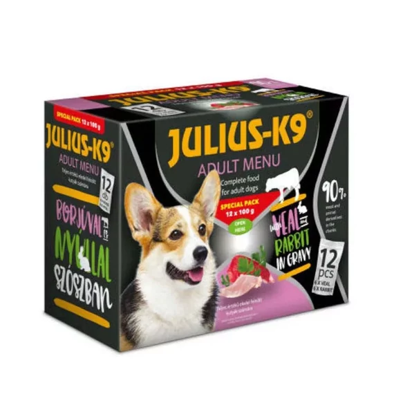 Julius K-9 Veal and Rabbit húsos válogatás szószban 12x100g