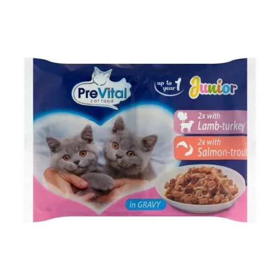 PreVital alutasakos eldel Junior bárány-pulyka- lazac pisztráng 4x100g