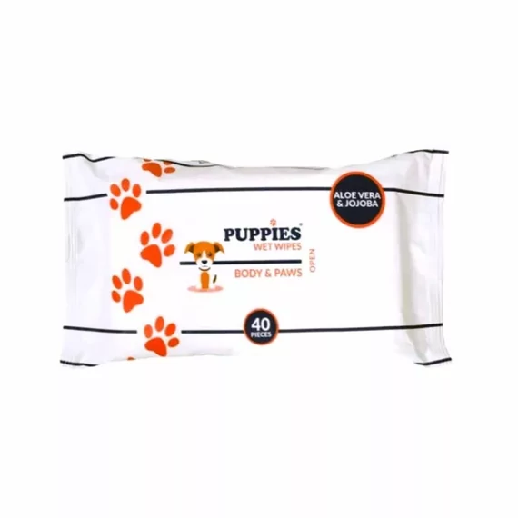Puppies törlőkendő 40db Body&Paws Nedvestörlőkendő 20x16cm