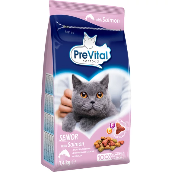 PreVital száraz eledel Senior macskáknak lazaccal- 1.4kg
