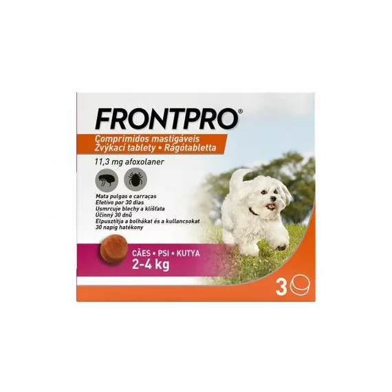 FRONTPRO rágótabletta kutyáknak (2–4 kg) (3 tabletta) 3 havi védelem