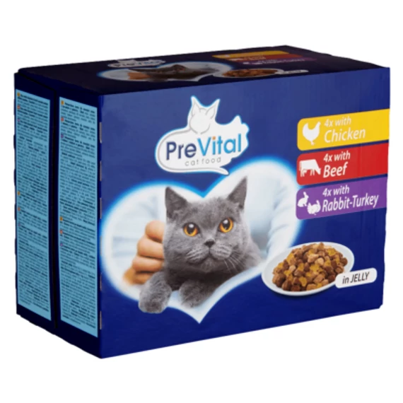 PreVital teljes értékű állateledel felnőtt macskák számára aszpikban 12 x 100 g