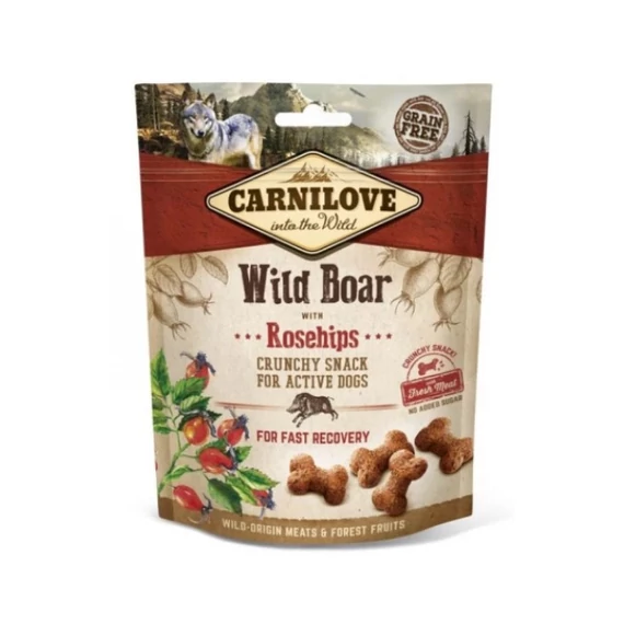 Carnilove Dog Crunchy Snack Wild Boar & Rosehips- Vaddisznó Hússal és Csipkebogyóval 200g