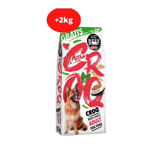 Fitactive Croq 15 + 2 kg Marha + Rizs szárazeledel felnőtt kutyák részére