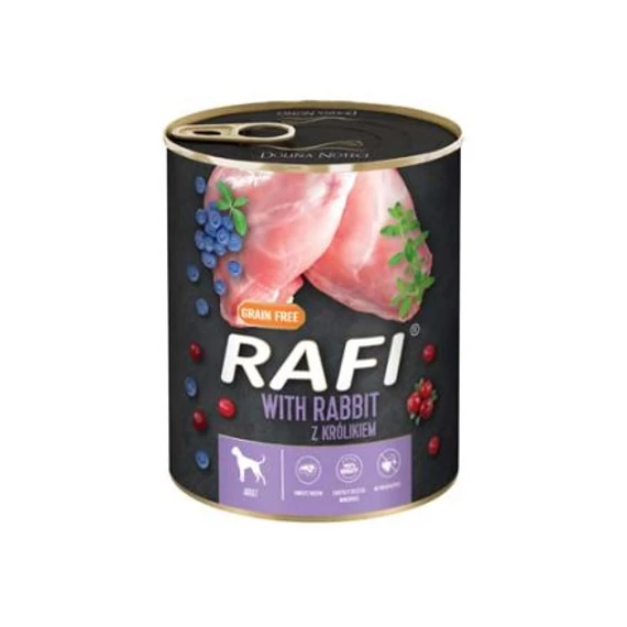 Rafi Adult Gabonamentes konzerv 800g-Nyúl és Áfonya