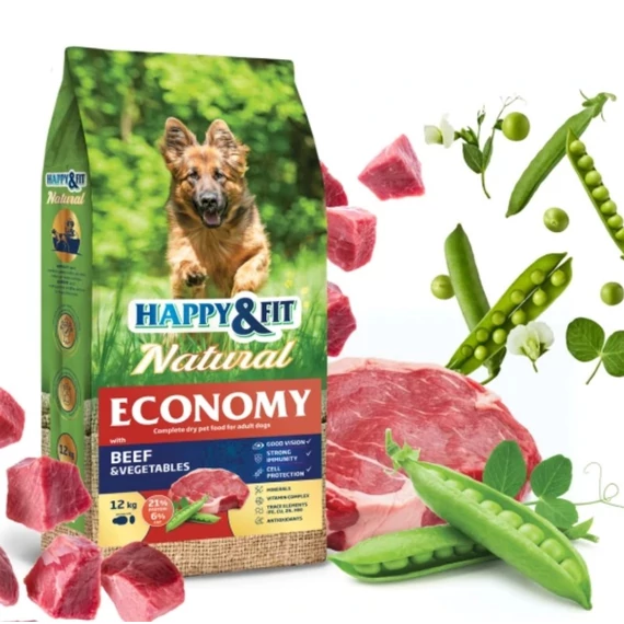 Happy&Fit Natural Economy Adult with Beef and Vegetables 12kg